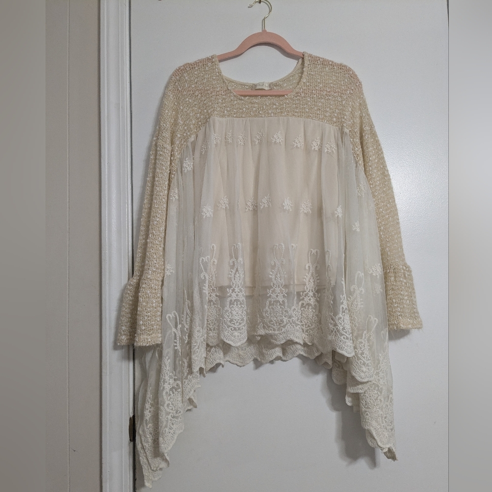 Cream color lacy boho tunic